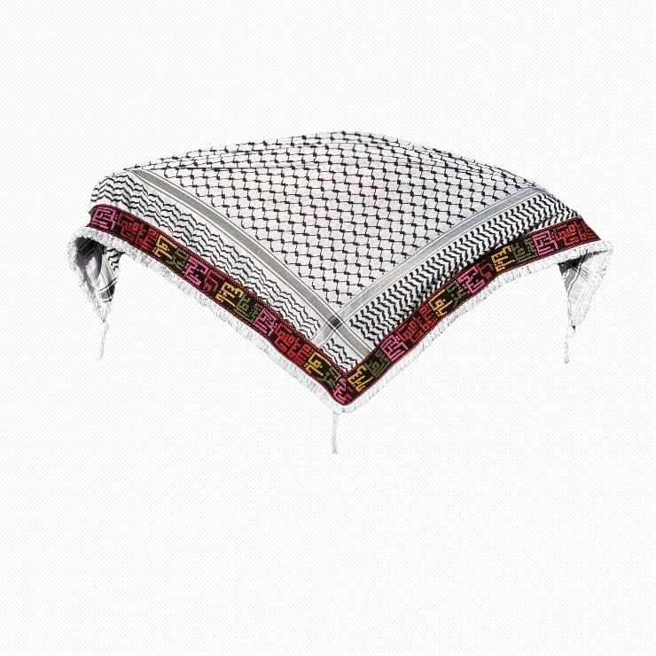 Palestinian Heritage Keffiyeh | Embroidered Border (Dark Multicolor)