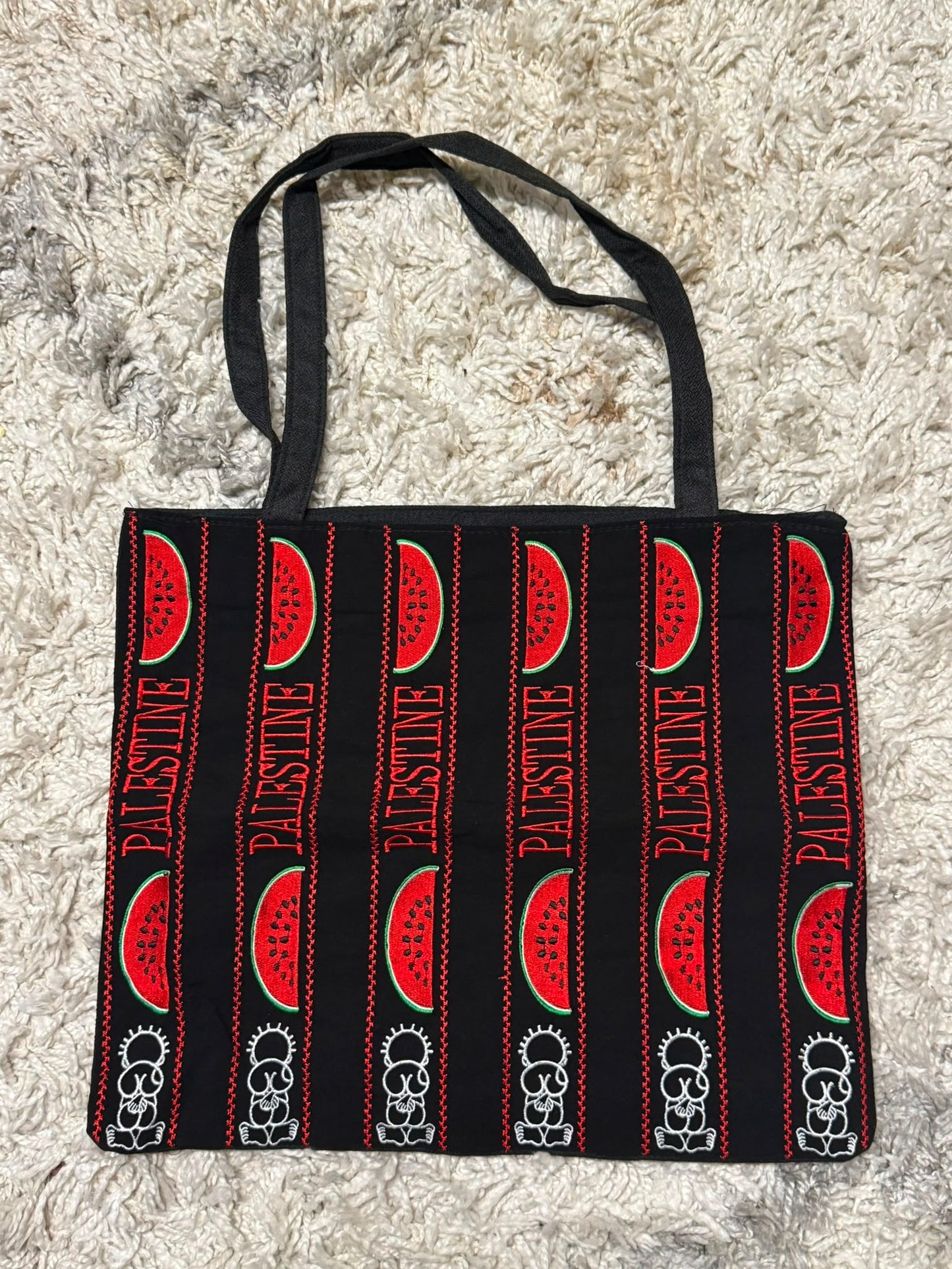 The Palestine Watermelon & Resilience Embroidered Tote Bag