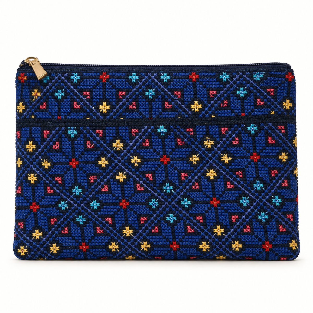 Navy Multicolor Floral Embroidered Mini Bag — full product view.