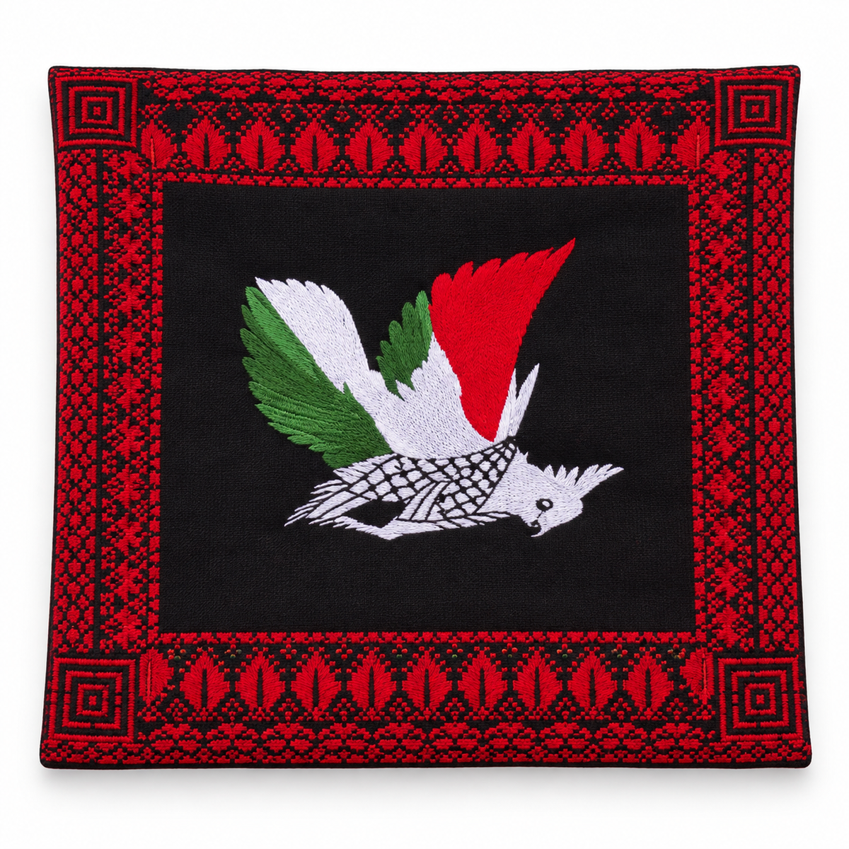 Palestine Flag & Dove Tatreez-Border Tote Bag — full product view.