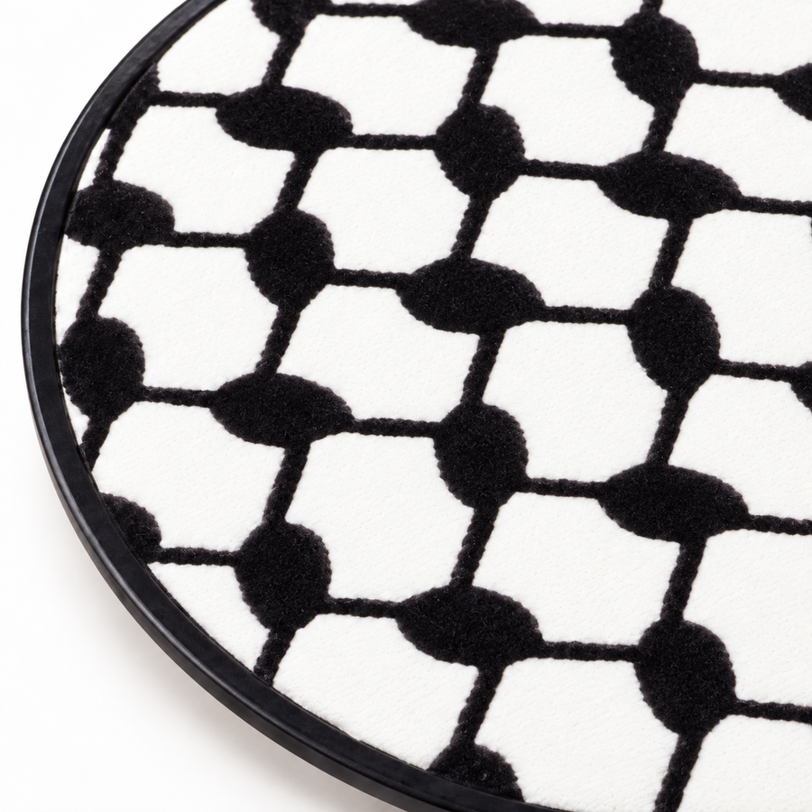 Black & White Keffiyeh Grid Decorative Round