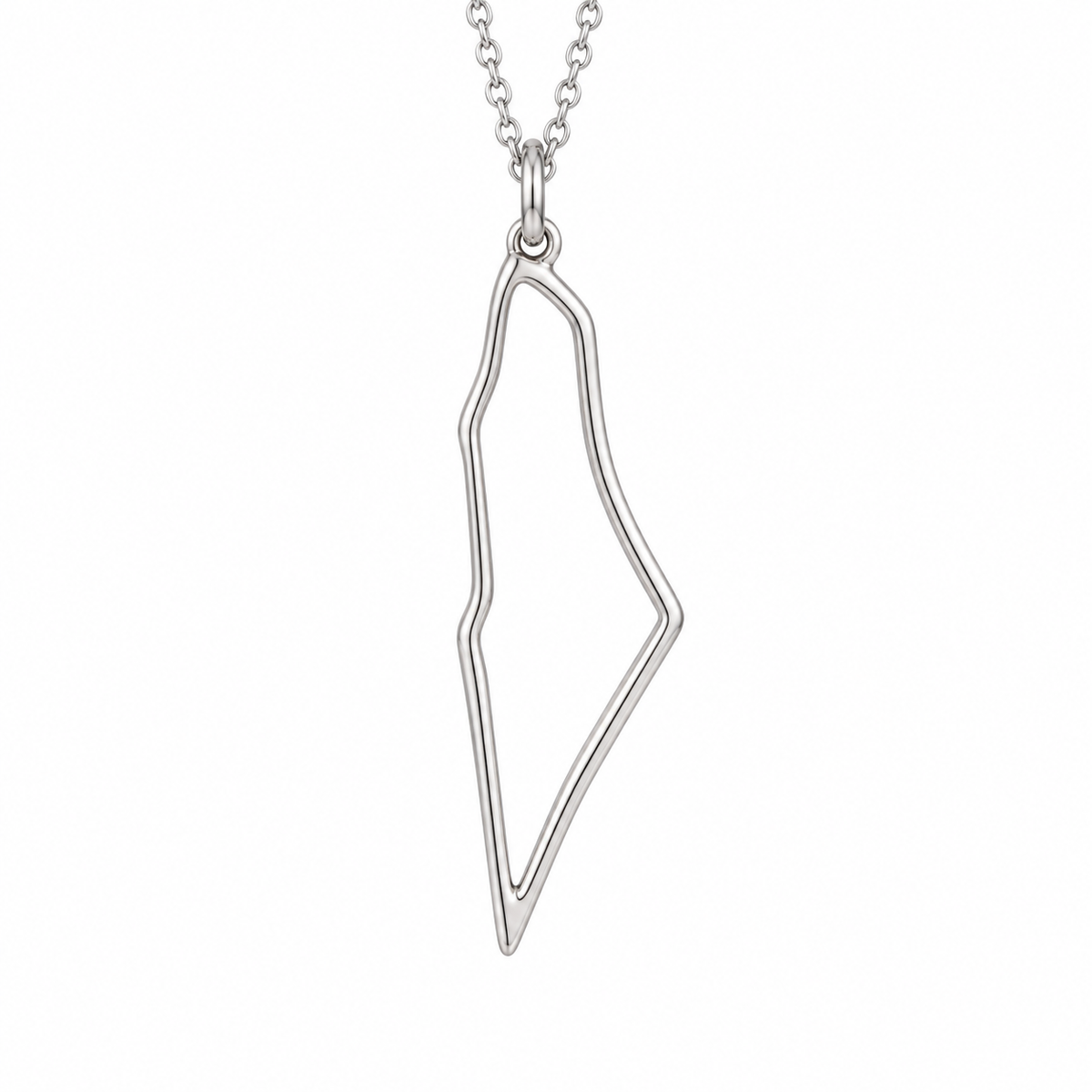 Open Palestine Map Necklace – Silver Tone — full product view.