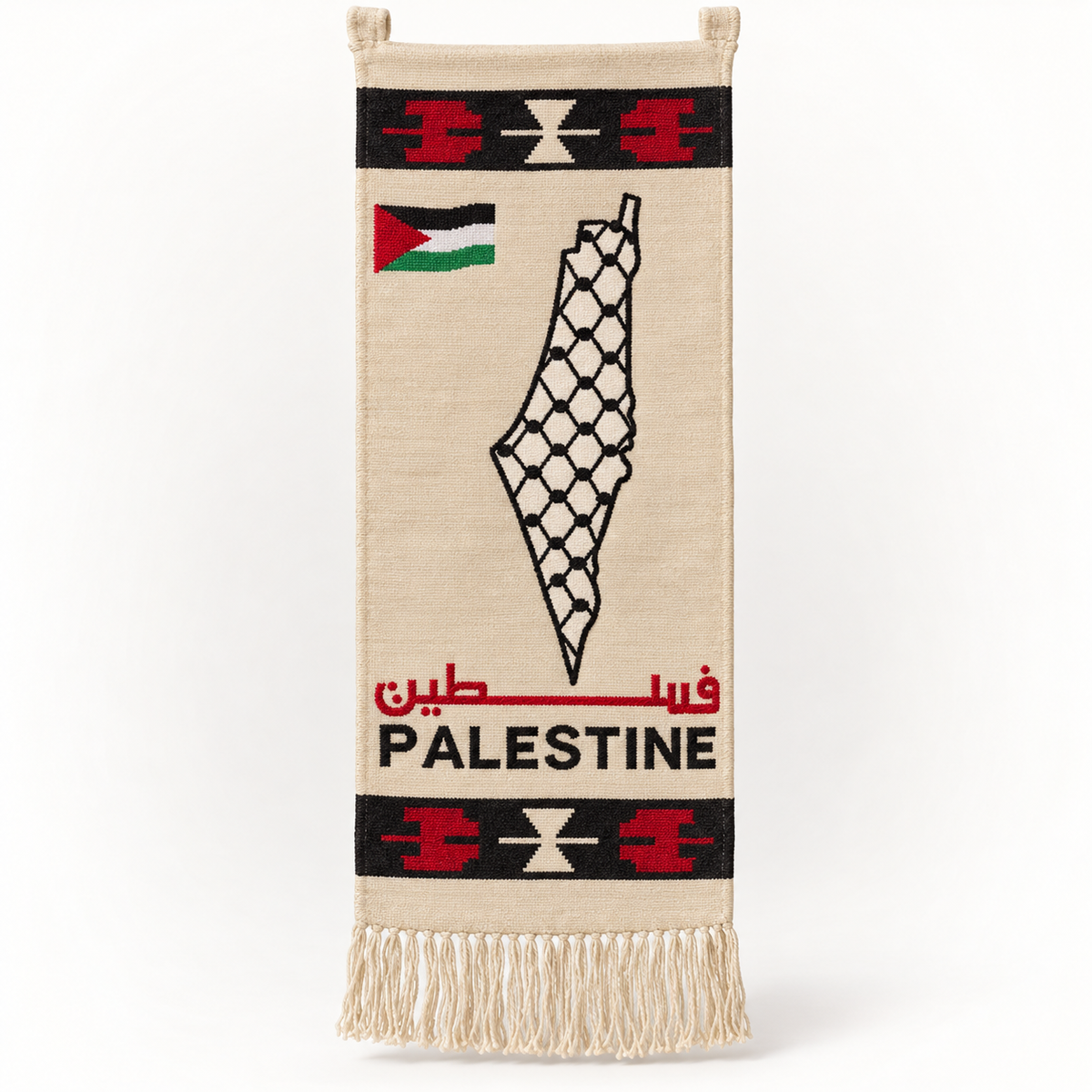 Palestine Map & Flag Textile Wall Hanging — full product view.