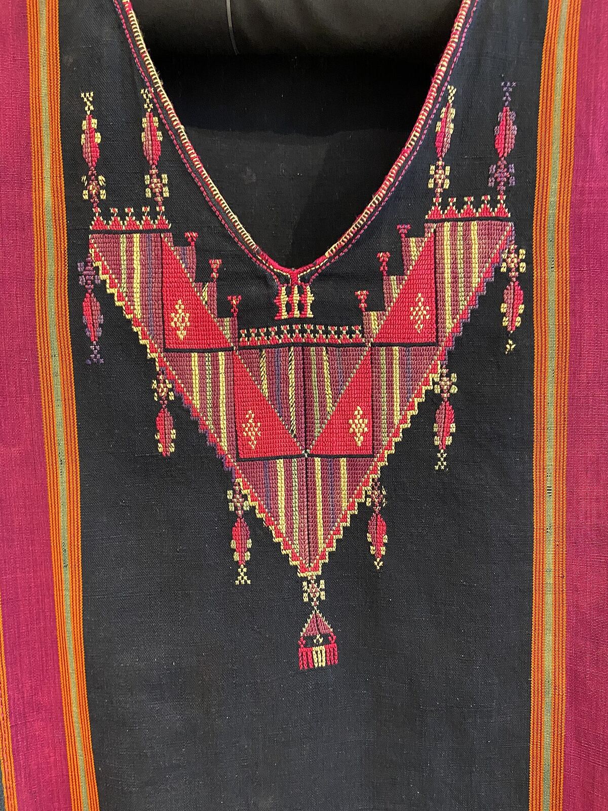 Historic embroidered chest panel from a Gaza-area Palestinian thobe