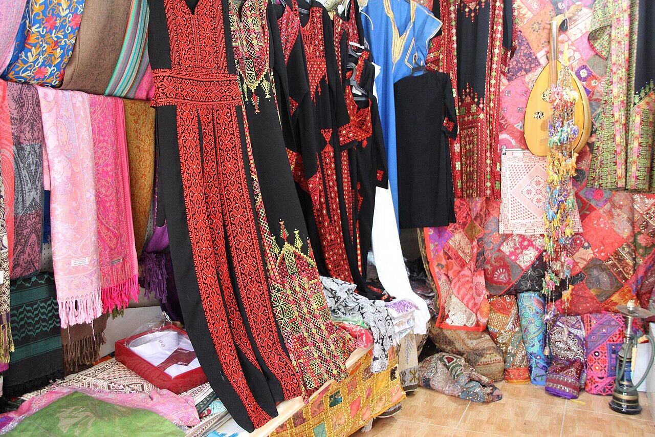 Textiles in the cloth market of Jerusalem Old City