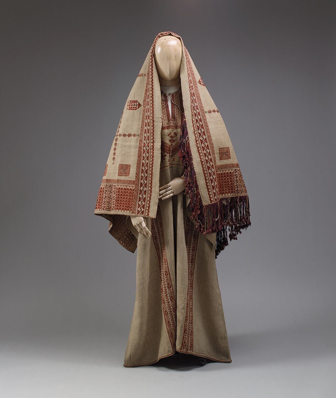 Historic embroidered Palestinian dress from the Ramallah region